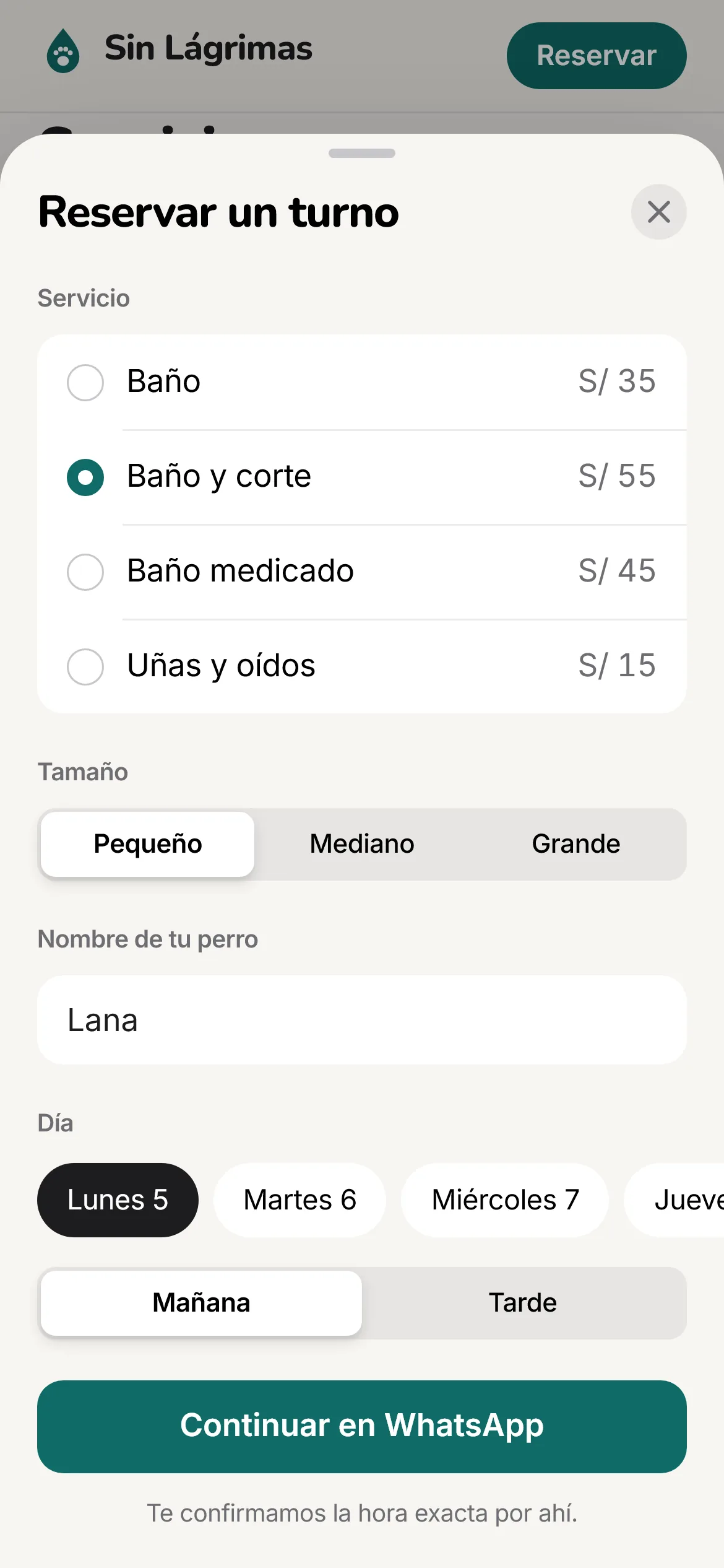 La reserva en un celular